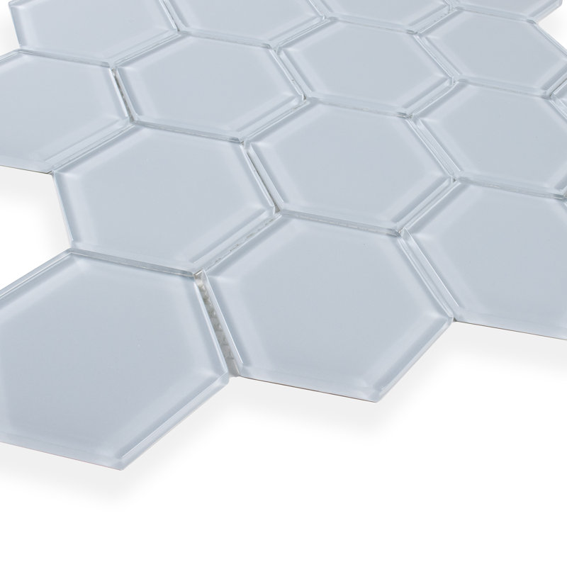 3" Beehive 10.25in.x11.75in. Glass Mosaic Tile, Caribbean Blue Gloss