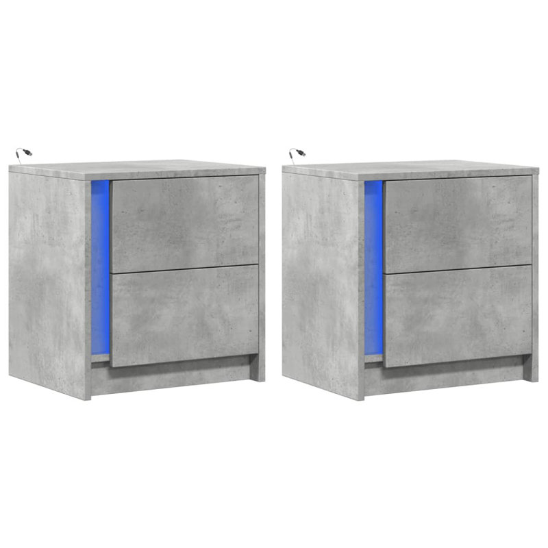 2 Drawer Bedside Table, White, 2