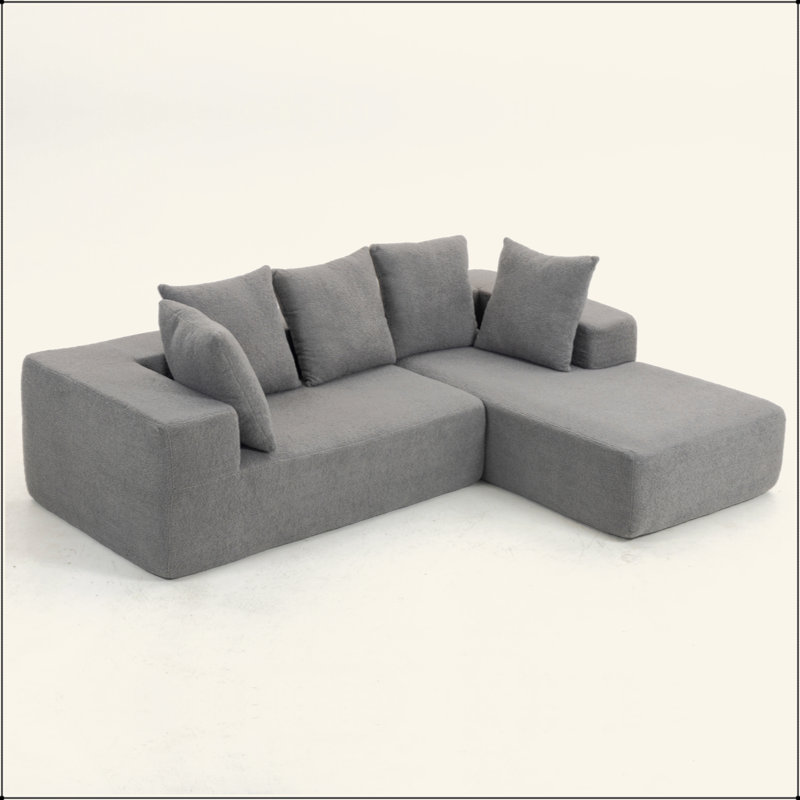 Ensemble de canapé moderne en mousse avec 5 coussins décoratifs - Conception modulaire, revêtement doux, canapé modulaire en L pour le salon