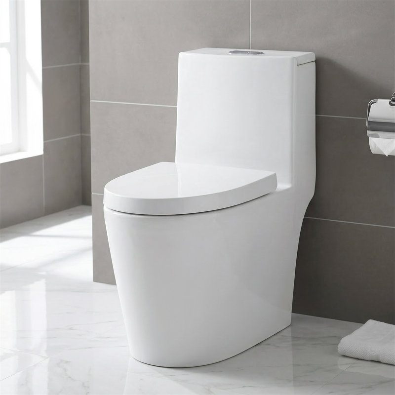 One-Piece Toilet, 1.1/1.6 GPF Water-Efficient Dual-Flush, Elongated Comfort Height 17-1/8" ADA Toilet, Soft Closing Quick-Release Seat, Standard 12" Rough-In