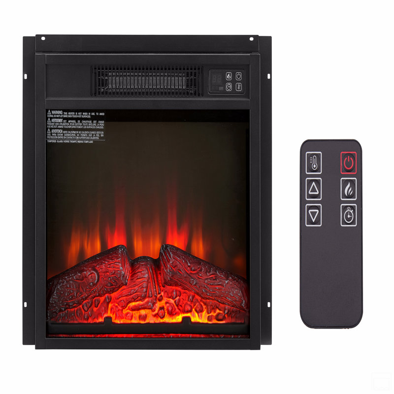 Electric Fireplace Insert 18" 1400W 120V ,Equipped With Remote Control, Ultra Thin Heater With Log Set & Realistic Flame