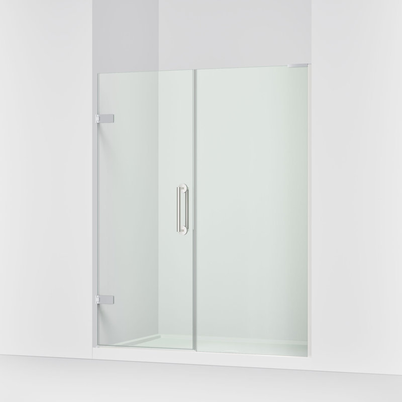 Components 57-1/4-In58-In W X 71-1/2-In H Frameless Pivot Shower Door With 3/8-In Crystal Clear Glass And Back-To-Back Vertical Door Pulls
