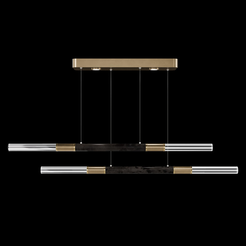 Antonia 6 - Light LED Pendant, Brass/Gold Leaf/Charcoal