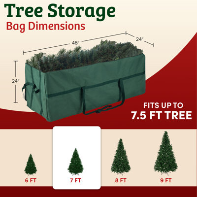Christmas Tree Storage Bag- For up to 7.5FT Artificial Trees- Quality Green Canvas & Binding Straps- Protects Holiday Decorations by Tiny Tim Totes