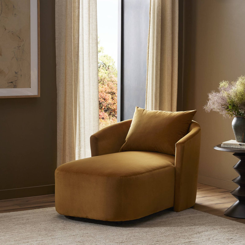 Chaise longue rembourrée Mirage, Polyester ocre Ingram