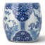 Pot de fleurs en porcelaine bleue et blanche à motif floral en forme de bocal à poissons