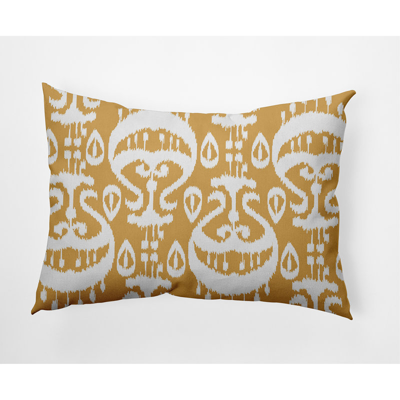 Ikat Outdoor Reversible Throw Pillow, Gold