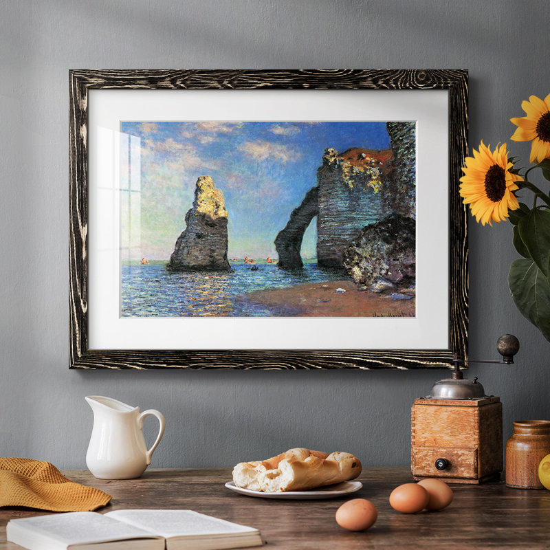 Les falaises rocheuses d'Étretat par Monet, Noir, H 14 po x l 20 po x P 1,5 po