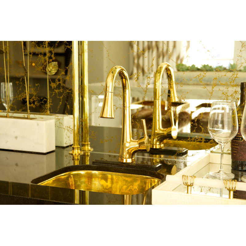 Vespera Single Handle Pull Down Bar Faucet, Satin Nickel (PVD)