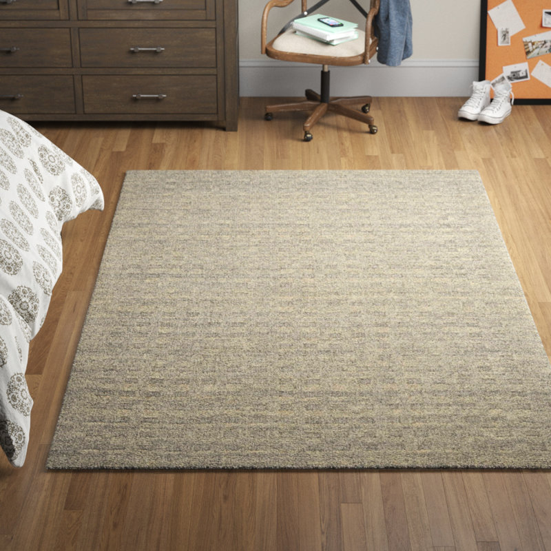 Tapis café au lait en laine touffeté à la main, Rectangle 6 pi 6 po x 9 pi 6 po