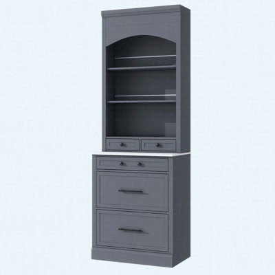 83.7" Modern Kitchen Pantry Cabinet With Faux Marble Top, 5 Drawers & Adjustable Shelf, Freestanding Tall Hutch by Latitude Run