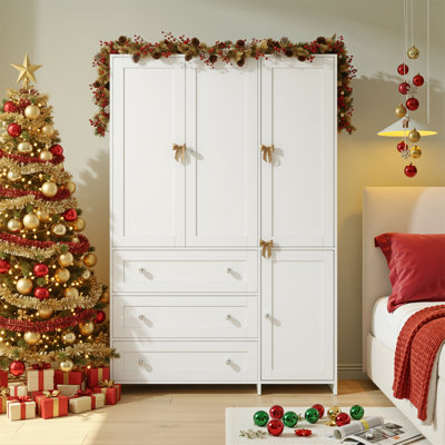 Wardrobe Closet With 3 Drawers And Mirrior by Latitude Run