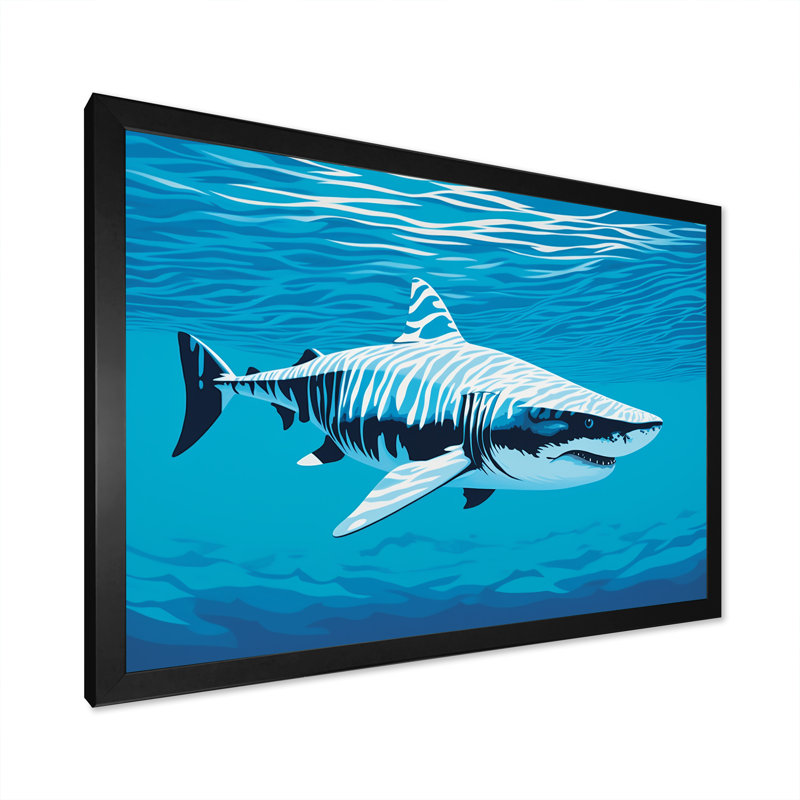 " Tiger Shark Territory ", Black Single Picture Framed, 12" H x 20" W x 1" D