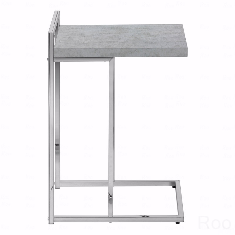Table d'appoint, en forme de C, bout, côté, collation, stratifié, métal chromé, contemporain, moderne, Argent argent