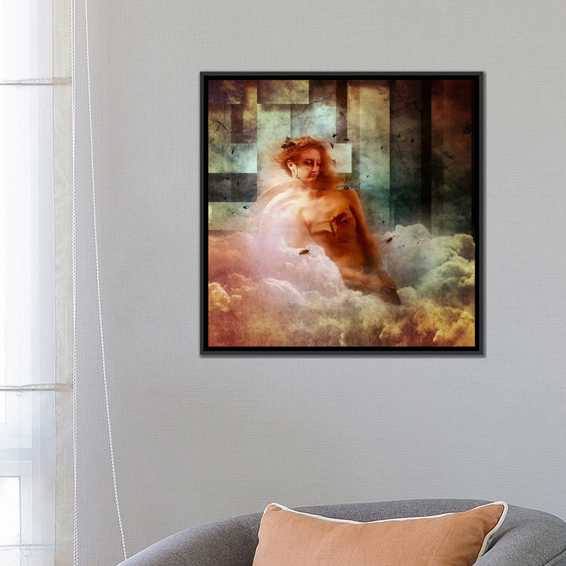 «Clouds», impression sur toile, H 18 po x l 18 po x P 1,5 po, Toile encadrée noire, Pas de tapis