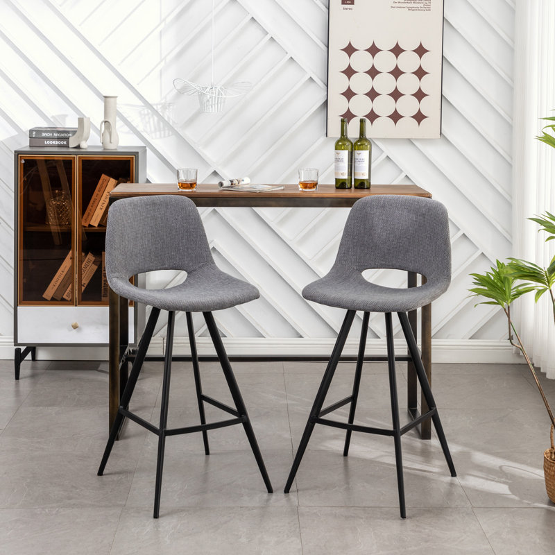 Ensemble de 2 tabourets de bar à hauteur de comptoir, Polyester gris