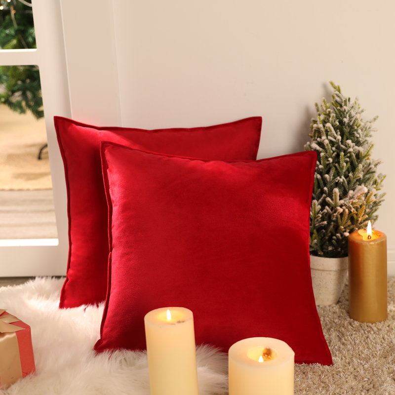 Fritch Square Throw Pillow Cover, Bright Red, 45cm H x 45cm W x 1cm D