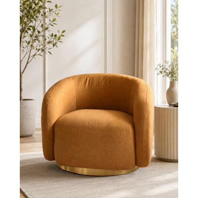 Dove 360° Swivel Barrel Chair with Teddy Upholstery and Gold Base
