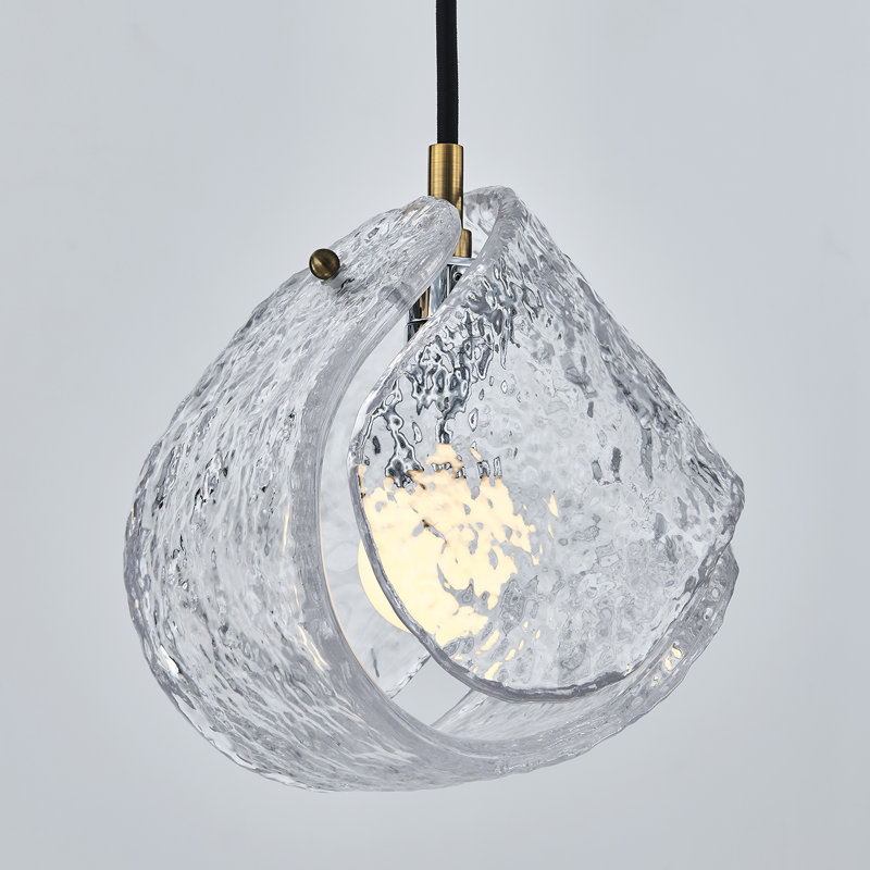 Luminaire suspendu en laiton 7,5 lumières 1 en 1 (40 watts) Pallina, Transparent, Nickel satiné