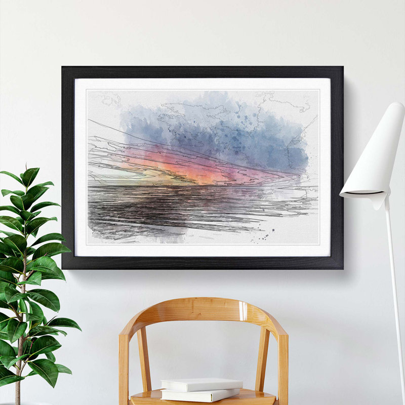 California Sunset in Abstract - Picture Frame Graphic Art Print, 27cm H x 36cm W x 2cm D, Black Framed