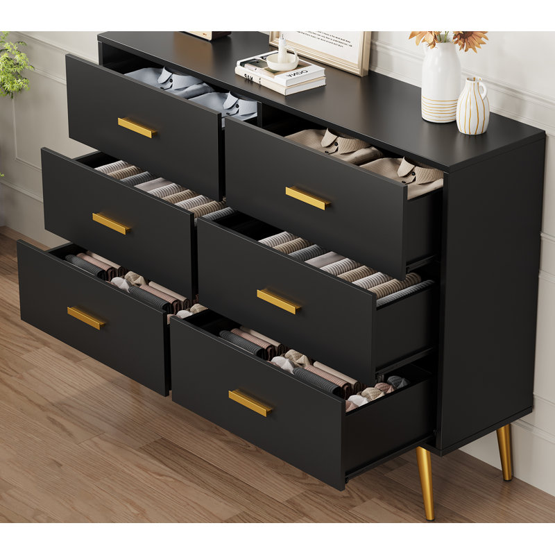 105.9 cm W Chest of 6 Drawers, Black