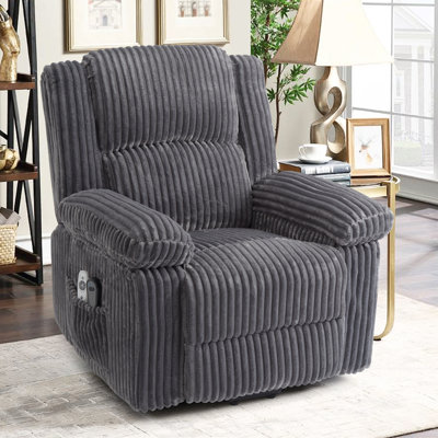 Power Lift Recliner Chair with Heat & Massage, Electric Lift Chair for Elderly, 400LBS Capacity Soft Plush Recliner with Padded Seat, Back & Arm Support, Remote Control, Dark Gray