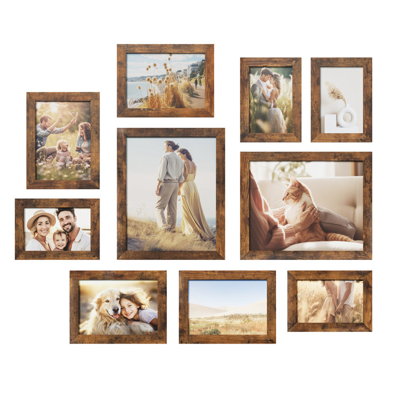 28.4x23.3x1.2cm/20.2x15.2x1.2cm/18.2x13.2x1.2cm Picture Frame - Set of 10, Brown