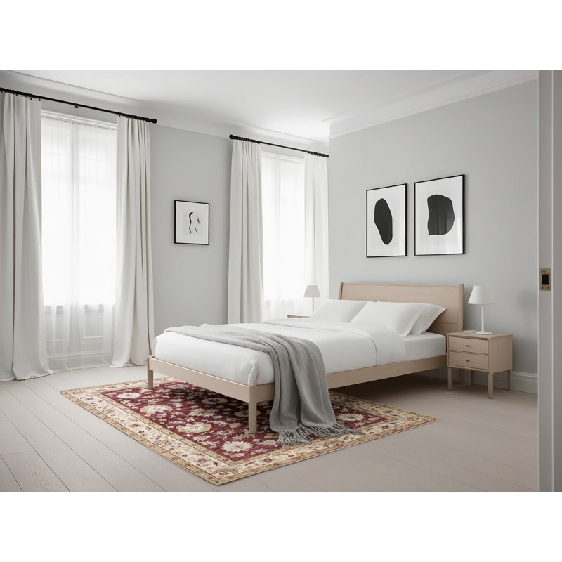 Tapis oriental ivoire / rouge Rôle, Rectangle 5 pi x 7 pi