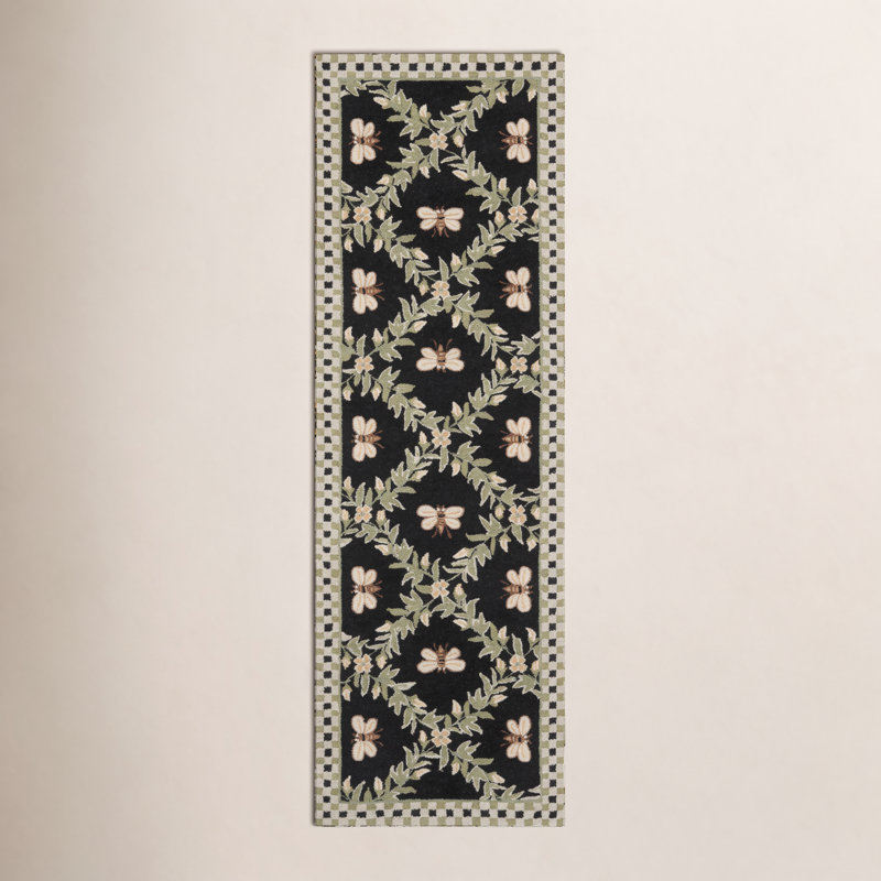 Tapis en laine crocheté à la main Obira, Tapis de couloir 2 pi 6 po x 12 pi