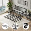 Lit de jour simple avec lit gigogne, structure de lit en métal pour chambre d'amis, peu encombrant, éléments classiques de style moderne, support robuste, rangement inférieur, assemblage facile, construction facile