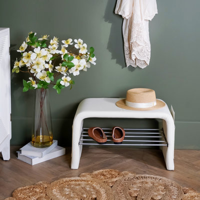 Faux Leather Modern Upholstered Waterfall Metal Entryway Storage Bench Ottoman Bench With Side Pockets