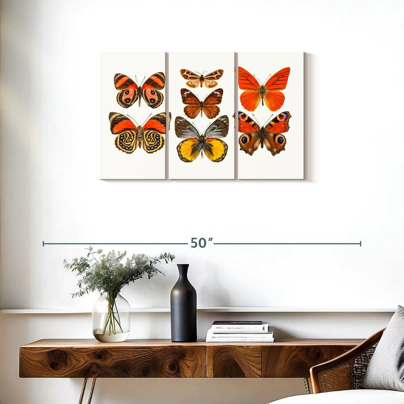 Collection de papillons oranges, H 20 po x l 33 po