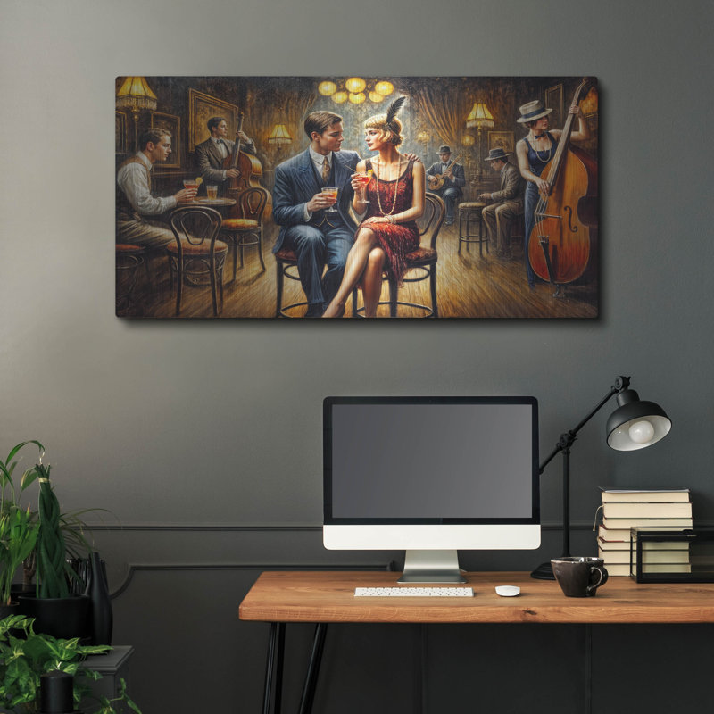 Art mural en métal Lark Manor ™ «Chicago Speakeasy» par Rey Klimt, H 24 po x l 48 po