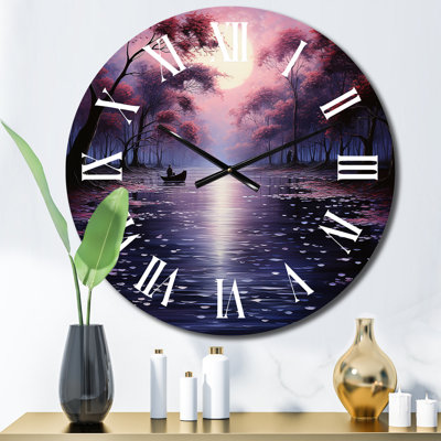 Horloge murale rose en métal Pointillism