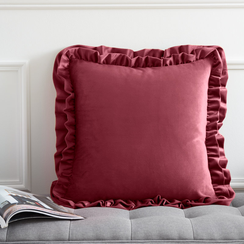 So Soft Velvet Double Frill Cushion, Lilac, Polyester