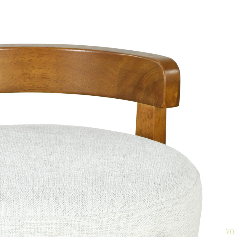 Elise Indoor Wooden Low Back Barstool, Upholstery, Set Of 2, Ivory