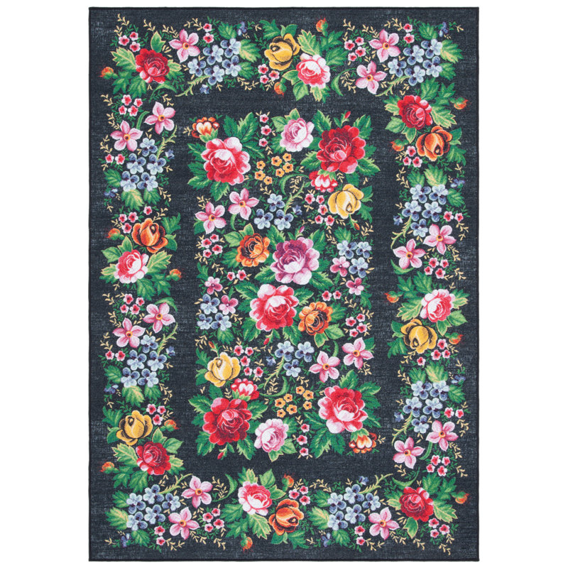 Sukhraj Performance Machine Washable Floral Rug, Rectangle 8'9" x 12'