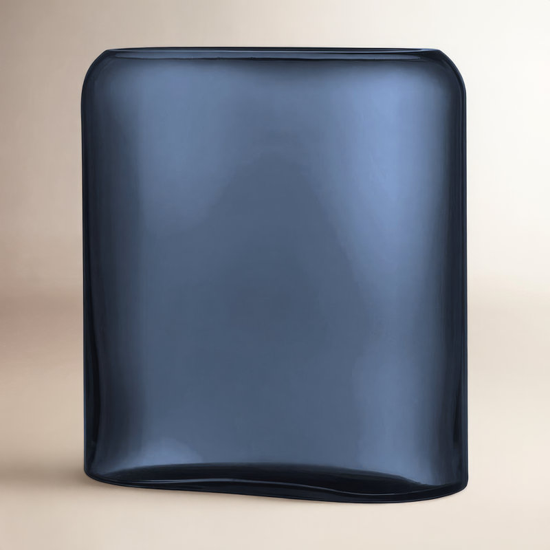 Vase de table en cristal sans plomb 12,8 po Layers, 10.87" H x 10.28" W x 10.28" D, Bleu acier