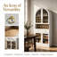 70" Tall Arched Bar Cabinet, Mid-Century Wine Liquor Cabinet with Tempered Glass Doors, Wine Racks, Drawer & Hooks-133591897