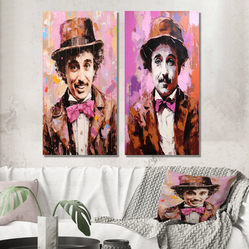Chocolat Chaplin - ensemble de 2 impressions sur toile de célébrités, H 28 po x l 25 po, Toile tendue