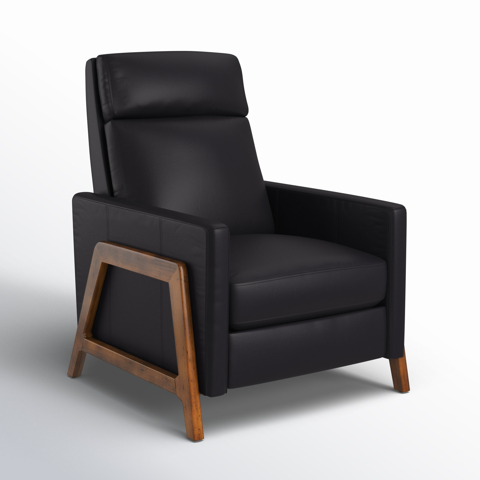 Bosse Genuine Leather Recliner, Black Genuine Leather