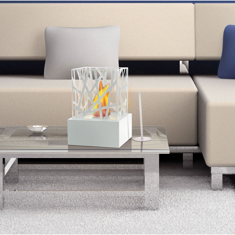 Maeve Metal Bio-Ethanol Outdoor Tabletop Fireplace, White