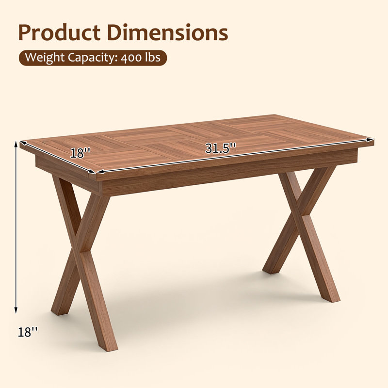 Table de bout d'extérieur à 2 niveaux pour table de bout en bois d'eucalyptus avec plateau à lattes