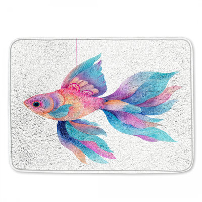 Colourful Fish Illustration Bath Mat