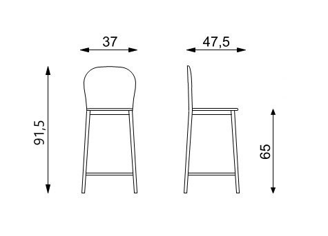 Paderborn Counter Stool with Metal Frame, Grey