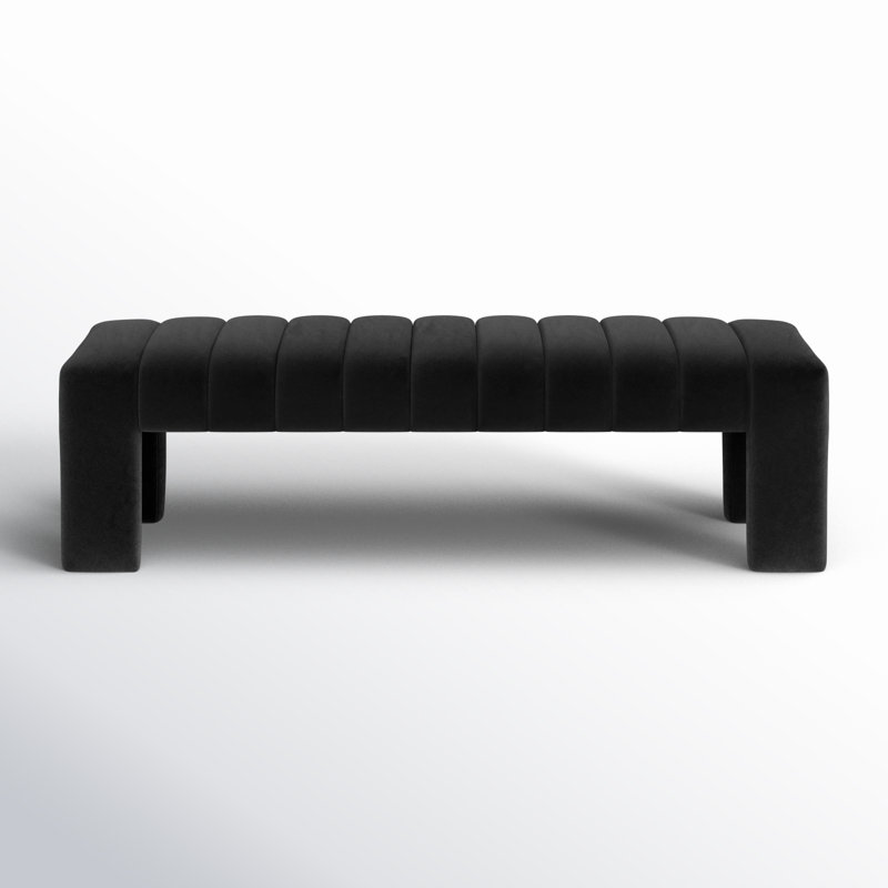 Velvet Upholstered Bench, Black Velvet