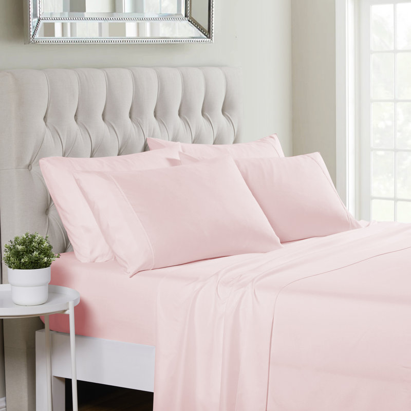 Ensemble de draps luxueux en microfibre douce avec taies d'oreiller en prime, Rose pâle, Double