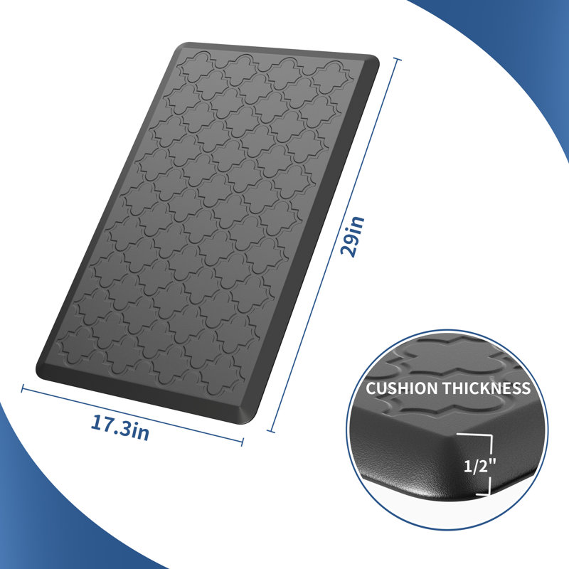 Dawnyelle Anti-fatigue Mat Non-Slip Kitchen Mat, Black, Rectangle 17.3" x 29.5"