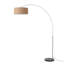 Lampe à arc 92 po Float - acier nickel satiné, base en marbre noir, abat-jour tambour en toile de jute naturelle, intensité variable, ampoule incluse-130798326-133069562