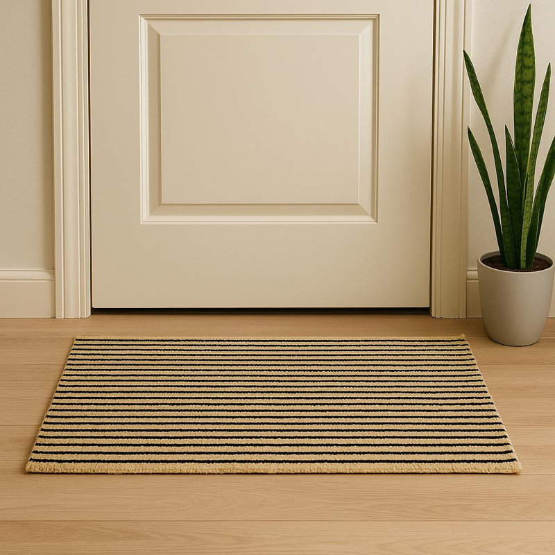 Tapis rayé en jute noir et brun 2 pi x 3 pi